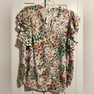 Maurices Multicolor Floral Ruffle Blouse size 2X. New with tags.